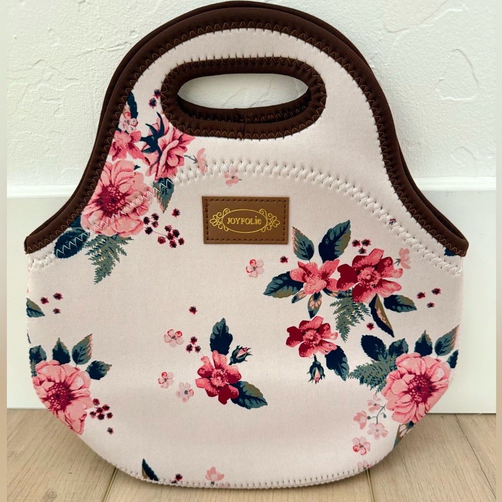Joyfolie Neoprene Girls school Floral Lunch Bag Tote Zipper NEW